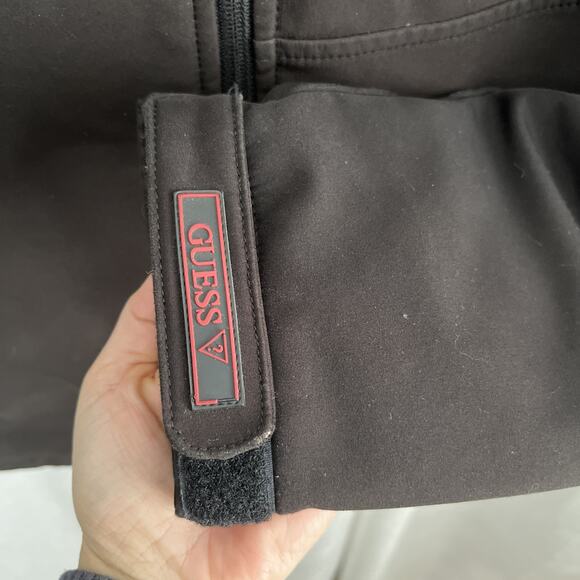 GUESS Men XL Black Soft Shell Lined‎ Full Zip Windbreaker Jacket - Picture 5 of 7